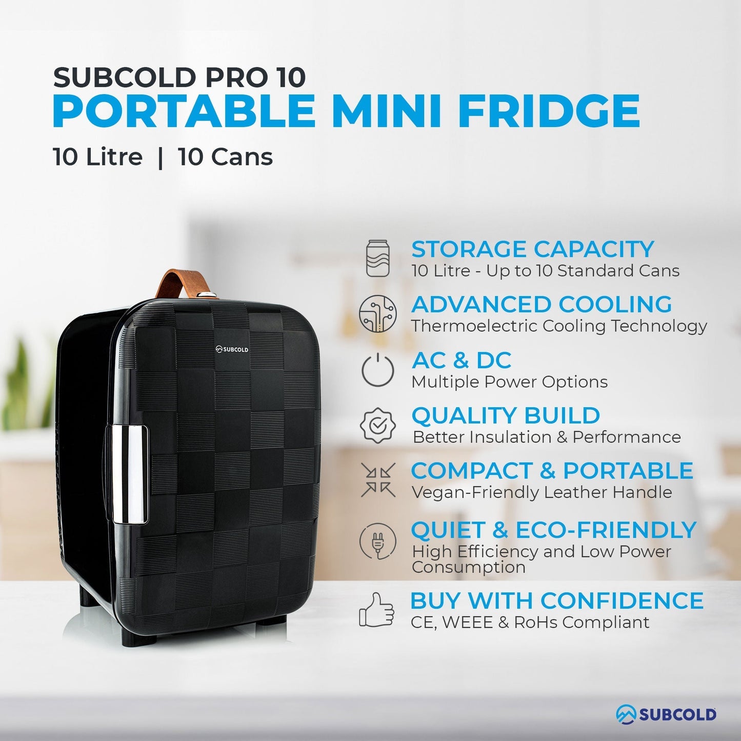 Pro 10L Mini Fridge - Cheq Black | Refurbished