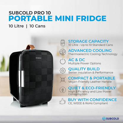Pro 10L Mini Fridge - Cheq Black | Refurbished
